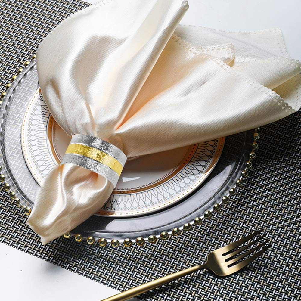 Napkin Rings, Set of 6 Elegant Metal Buckles Decorative Napkin Ring for Dining Table Parties Wedding, Christmas, Thanksgiving Day Dinner — view 2