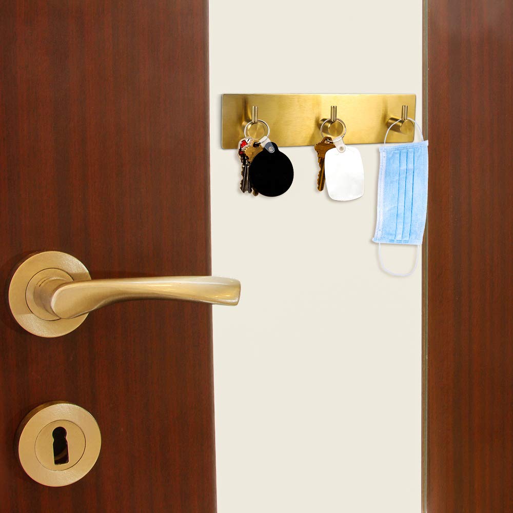 Key Holder for Wall Decorative, Adhesive Stainless Steel Key Hooks, Key Hanger Key Organizer for Wall, Towel Hook Coat Hanger for Entryway Hallway Kitchen — Picowe