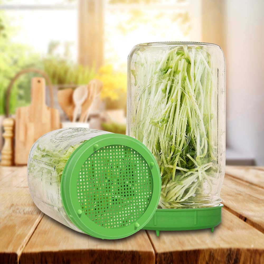 Plastic Sprouting Lids, Sprouting Jar Strainer Lid, for 86mm Wide Mouth Mason Jars, Canning Jars, Suit for Grow Bean Sprouts, Alfalfa, Salad Sprouts — view 2